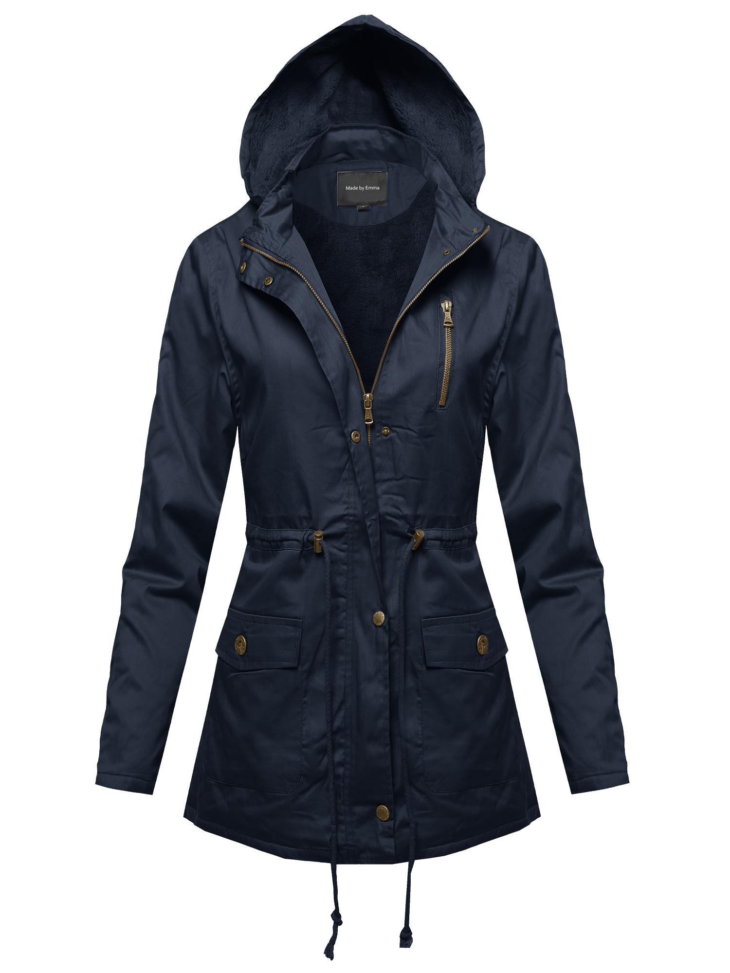 FashionOutfit Women's Military Button & Zipper Hooded Parka Anorak