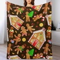 thumbnail image 2 of Christmas Gingerbread Purple Flannel Fleece Throw Blanket Xmas Candy Cane 50x60 Inches Soft Blanket for Couch,Cozy,Warm,Lightweight, 2 of 6