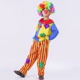 thumbnail image 5 of Faraee 4PCS Kids Clown Costume Set Boys and Girls Funny Circus Clown Halloween Outfits Colorful Long Sleeve Shirt Stripes Pants Clothes with Wig and Red Nose, 5 of 9