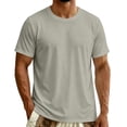 thumbnail image 6 of Gym Tops Dqueduo Men's Summer Casual Solid Color T-shirt Khaki XXL, 6 of 8