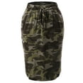 thumbnail image 2 of A2Y Women's Elastic Waist Self Tie Tulip Hem Side Pocket Skirt Army Camouflage L, 2 of 5