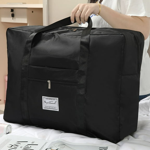 Foldable Travel Duffel Bag with Trolley Sleeve - 41x34x11cm Expandable Carry-On Luggage, Lightweight Cloth Weekender Bag for Airplane Travel, Fits 15.6" Laptop, Multiple Colors