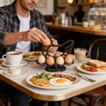 thumbnail image 4 of Cast Iron Chicken Egg Holder, Rustic Farmhouse Egg Rack, 8-Hole Cast Iron Egg Storage Tray For Kitchen Countertop Decor Black-18.5X16.5CM, 4 of 5
