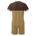 thumbnail image 4 of UVEASISHA Hawaiian Short Sets for Men 2 Piece Vacation Outfits Western Graphic Tee Color Block Tshirts and Short Set Yellow XXXL, 4 of 5