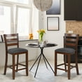 thumbnail image 2 of Topbuy Set of 2 Bar Stool Vintage Upholstered Dining Chair with Backrest and Footrest Brown&Gray, 2 of 9