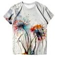 thumbnail image 4 of ZMHEGW T Shirts For Women Trendy Round Neck Short Sleeve Flower Butterfly Print Top Tshirts Shirts For Women, 4 of 4