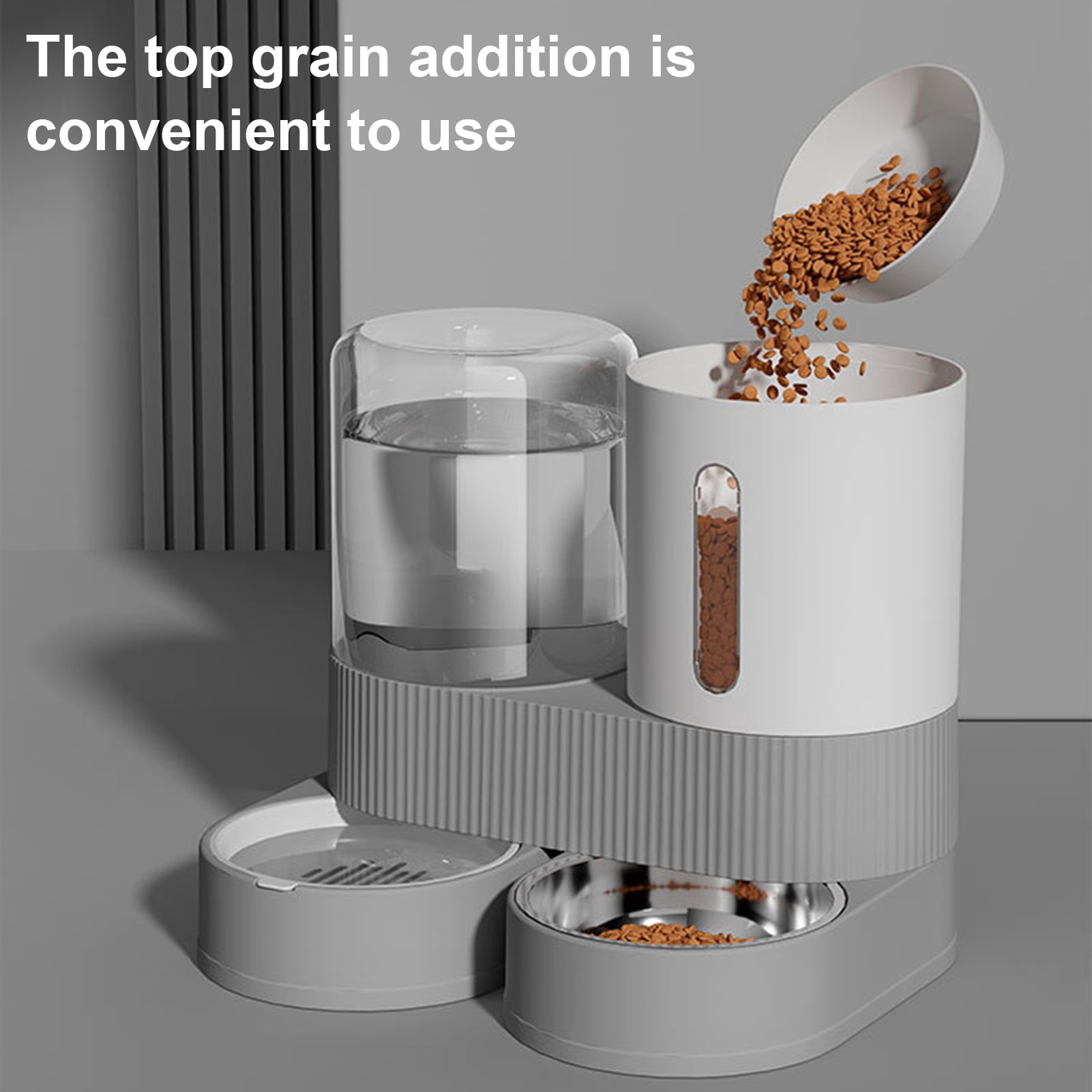 Koiauber Automatic Pet Feeder 2.4L Dog Food Feeder 2.6L Water Dispenser Travel Auto Cat Feeder Bowl