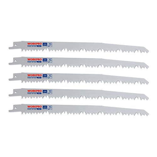 WORKPRO 5Piece 9Inch Wood Pruning Reciprocating Saw Blade Set, 5TPI