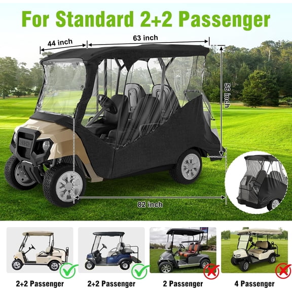 Golf Cart Enclosure for Club Car  Precedent | Waterproof Cover with Extended Roof & Roll-Up Windshield