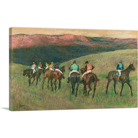 ARTCANVAS Racehorses in a Landscape 1894 Canvas Art Print by Edgar Degas - Size: 26" x 18" (0.75" Deep)