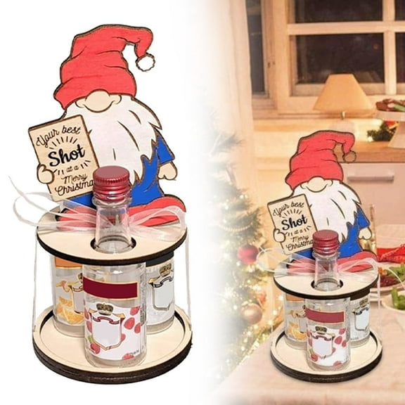 LHWEN Christmas Mini Wooden Wine Rack Penguin Gnome Liquor Bottle Holder for Beverages Holiday Decor Gift Display for Parties Picnics Events Indoor Outdoor Use DIY Assembly Required Wine Bottle Storag