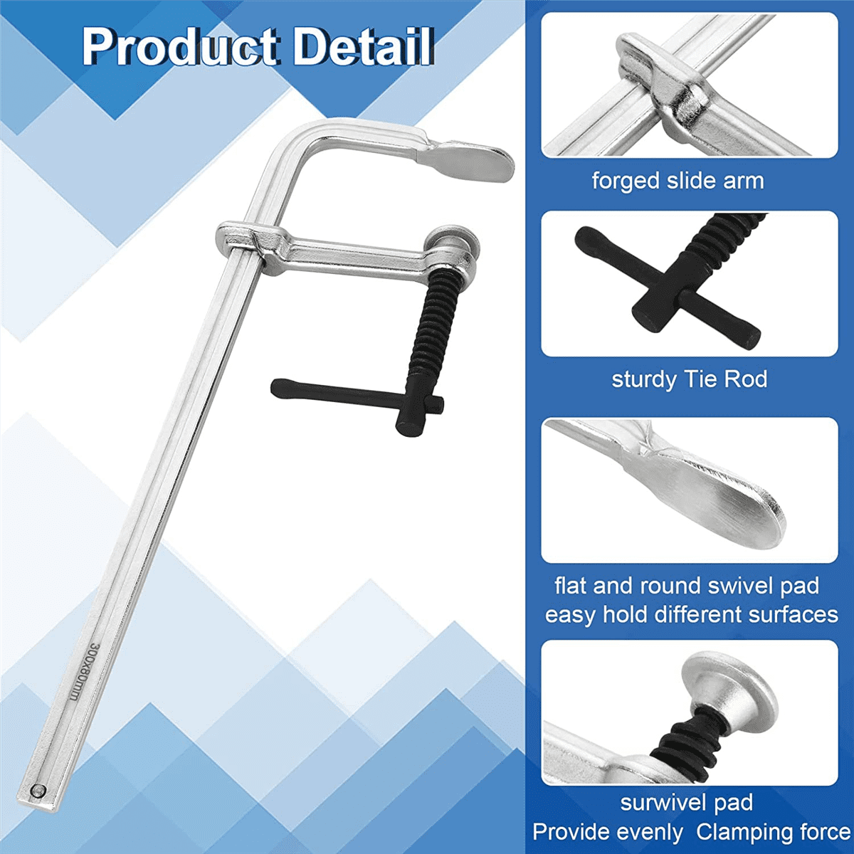 F 12 Inches Welding Steel Bar Clamp Heavy Duty Max Open 12-Inch, Throat Depth 3 Inch