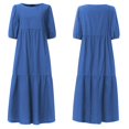 thumbnail image 3 of Robe Décontractée à Manches Courtes pour Femmes, Col Rond, Couleur Unie, Ample, 3 of 4