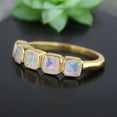 thumbnail image 4 of Cushion Cut Opal Wedding Band Yellow Gold Bezel Set Band October Birthstone Proposal Band Art Deco Half Eternity Stacking Matching Jewelry Christmas Gift For Mother, 4 of 5