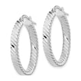 thumbnail image 3 of 14K White Gold 3.25mm Patterned Hoop Earrings (26 X 24) Made In Peru tf906, 3 of 6