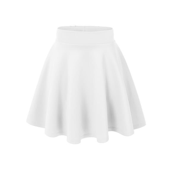 MBJ WB669 Womens Basic Versatile Strechy Flare Skater Skirt XS WHITE