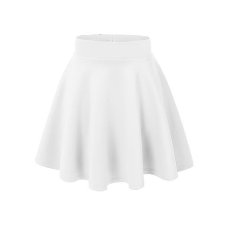MBJ WB669 Womens Basic Versatile Strechy Flare Skater Skirt M WHITE