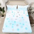 thumbnail image 2 of Homewish Teens Xmas Snowflake Twin Sheet Sets, Blue Cartoon Snow Twin Fitted Sheet, Merry Christmas Flat Sheet, Super Cozy Room Decor, 3-Piece, 2 of 7