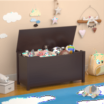 Wooden Toy Storage Chest with Hinge Lid, Versatile Storage Bench for Toys, Clothes, Bedroom & Playroom