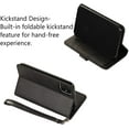 thumbnail image 3 of Wallet Case for iPhone 11 Pro Max 6.5 inch 2019, 5 Card Slots Magnetic Closure Zipper Pocket Handbag PU Leather Flip Case with Wrist Strap TPU Kickstand Cover - Black, 3 of 14