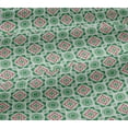 thumbnail image 4 of oneOone Cotton Jersey Green Fabric Artistic Flower & Shapes Geometric Dress Material Fabric Print Fabric By The Yard 58 Inch Wide, 4 of 4