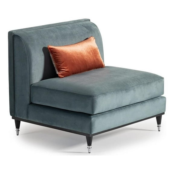 Michael Amini La Francaise Armless Velvet Accent Chair - Azure/Black