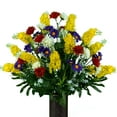 thumbnail image 3 of Sympathy Silks Artificial Cemetery Flowers 2 Yellow Red Wildflower bouquets with vases & cemetery saddle, 3 of 9