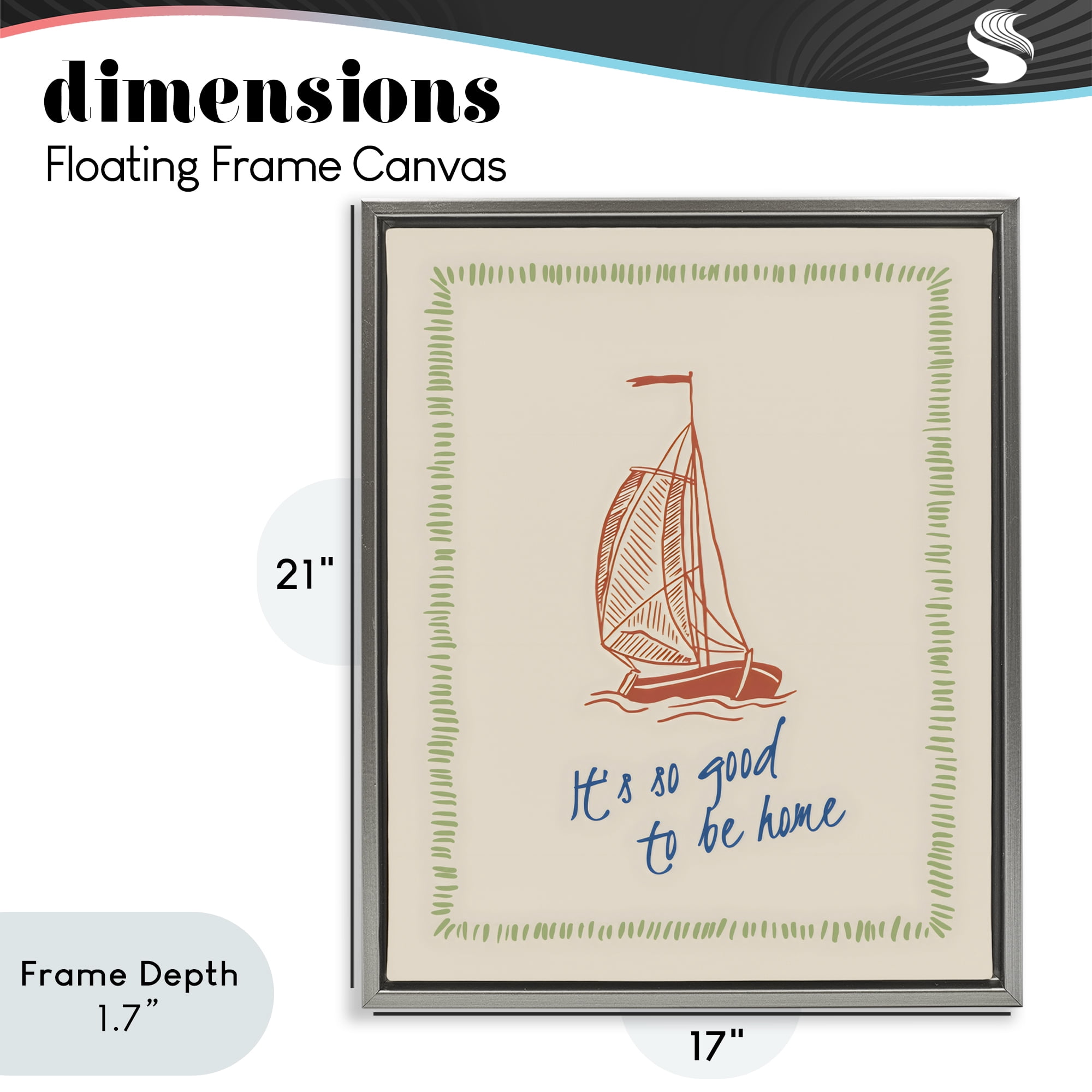 Stupell Industries Good To Be Home Sailboat Gray Framed Floater Canvas Wall Art, design by The Prints Vibe