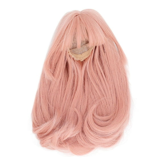 Toy Doll Head Wig Mesh Cloth Blunt Bangs Long Fake Hair For Diy Simulation Doll Modeling Carrot Color