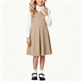 thumbnail image 2 of OGLCCG School Uniform Jumper Dress for Girls Kids Sleeveless A-Line Pleated Mini Dress Back to School Clothes Size 5-14(Khaki,9-10 Years), 2 of 7