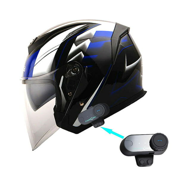 Motorcycle Open Face Helmet Scooter Classical Knight Bike Dual Lens/Sun Visor + Motorcycle Bluetooth Headset: HJK526 Racing -