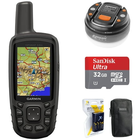 Garmin GPSMAP 64sc Handheld GPS with 1 Year BirdsEye Subscription (010-01199-30) + 32GB Memory Card + LED Brite-Nite Dome Lantern Flashlight + Carrying Case + 4x AA Batteries w/ (Garmin Gpsmap 60csx Gps Receiver Best Price)
