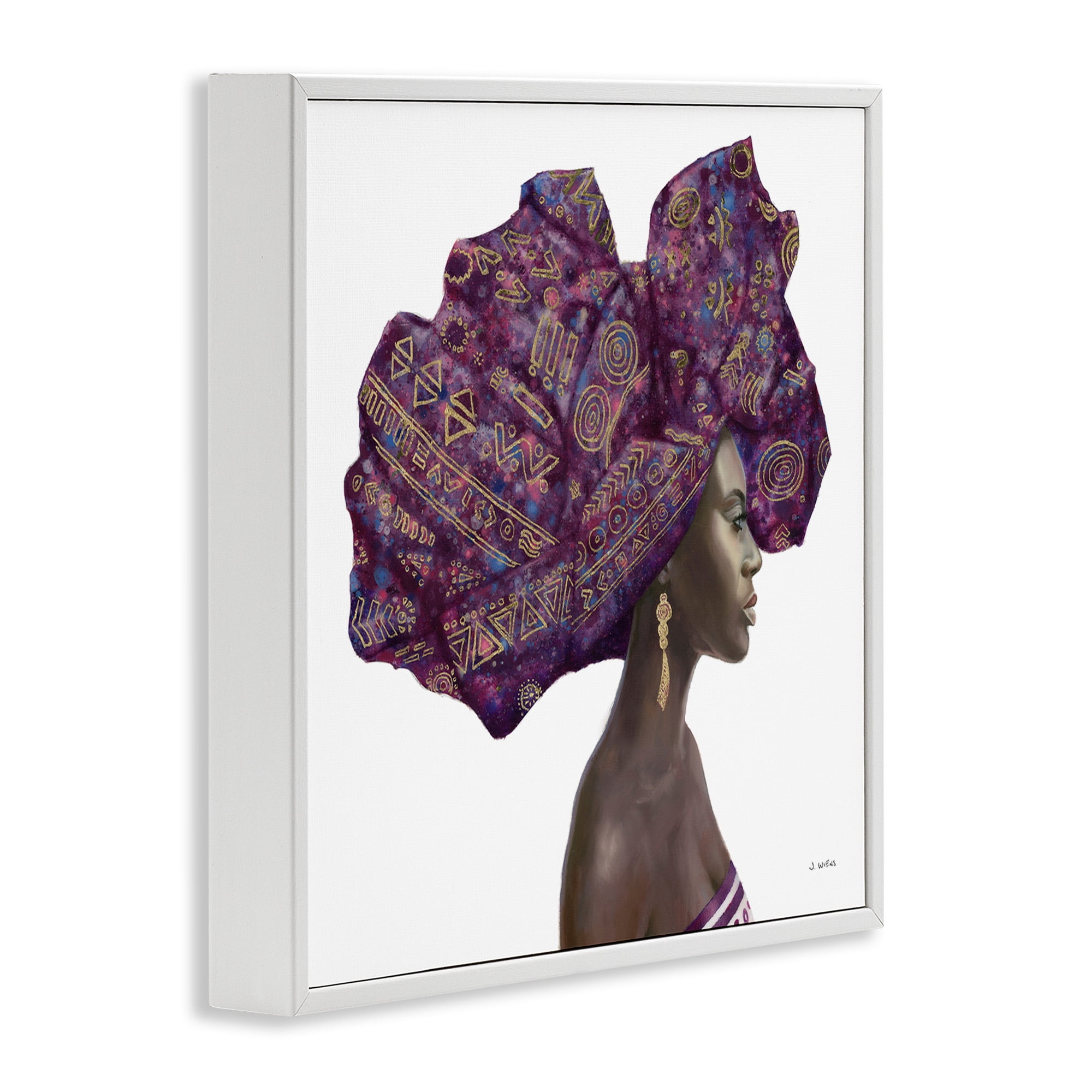Stupell Industries Strong Female Portrait Headwrap Culture Beauty & Fashion Painting White Framed Art Print Wall Art, 17 x 17