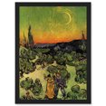 thumbnail image 1 of Painting Van Gogh Couple Walking Crescent Moon Artwork Framed Wall Art Print A4, 1 of 4