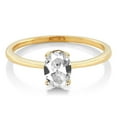 thumbnail image 2 of Gem Stone King 10K Yellow Gold White Created Sapphire Solitaire Engagement Ring | 1.00 Cttw | Oval 7X5MM | Gemstone September Birthstone | Wedding Engagement Anniversary Promise Ring for Women, 2 of 3