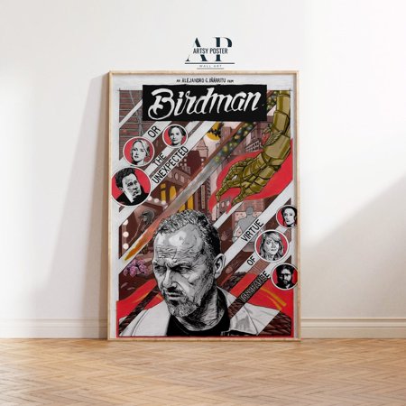 Poster Birdman Movie Poster , Intricate Film Wall Art, Dramatic Cinematic Wall Decor, Fine Art Print, Movie Poster Gift-UNFRAMED