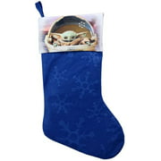 Baby Yoda Mandalorian Blue Felt Holiday Christmas Stocking - 15.5" x 9"