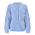 thumbnail image 2 of Cardigan Sweaters for Women Flower Embroidery Long Sleeve Button Knitted Sweater Coat Jacket Womens Cardigan Sweaters, 2 of 8