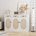 thumbnail image 4 of Homfa Coffee Bar Cabinet with Adjustable Shlef, Modern Storage Cabinet for Living Room, Rattan Decor, White, 4 of 9