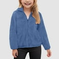 thumbnail image 5 of Caqnni Girl Fleece Jacket 3T Girl Clothes Fall Kids'Soft Sherpa Fleece Jacket Hoodie Sweatshirt for Boys and Girls Winter Color Block Button Hoodie Jacket Coat with Pocket (Z02-Blue,6-7 Years), 5 of 7