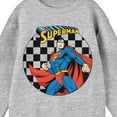 thumbnail image 2 of Superman Character with Logo and Checkered Background Youth Heather Gray Crew Neck Sweatshirt-XS, 2 of 2