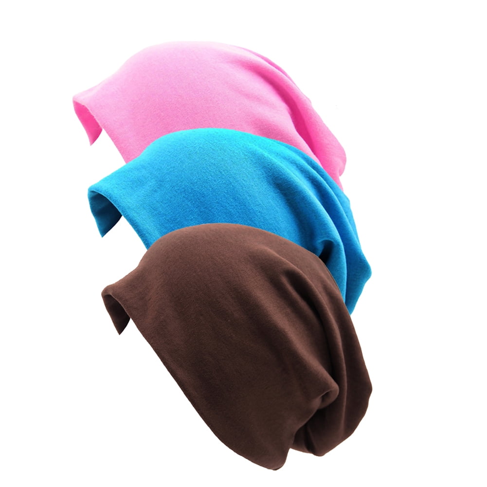 Opromo 3 Pack Unisex Soft Cotton Beanie Sleep Cap Chemo Hat for Hairloss Cancer-Set 11