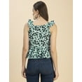 thumbnail image 4 of Moomaya Sleeveless V Neck Printed Georgette Top - Women's Trendy Peplum Top, 4 of 9