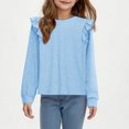 thumbnail image 4 of LpwkSSA Children Kids Girls Long Sleeve Shirts Spring Fashion Round Neck Basic Tops Casual Loose Comfy Tshirt Tunic Tops (Light Blue,11-12 Years), 4 of 7