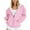 Pink, variant on Kaemgyyd Women's Oversized Hoodies Full Zip up Stripe Printing Long Sleeve Sweatshirts Drawstring Jackets Coat with Pockets