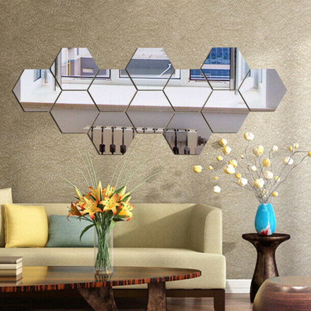Mirror Wall Stickers Square Foil Sticker DIY Home Living Room Decal Decor Silver 