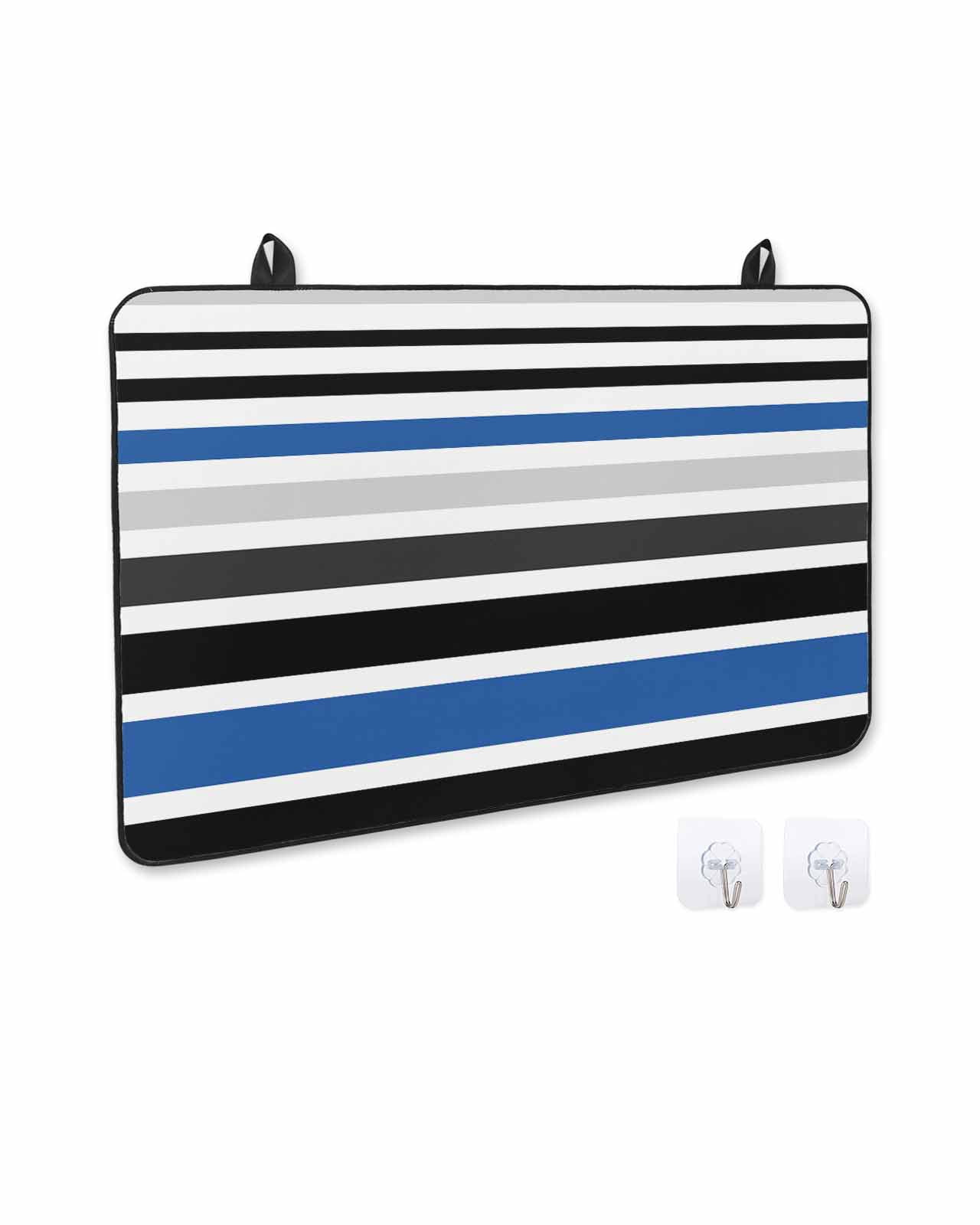 nqOlkjepod Large Induction Cooktop Protector Mat 24"x21", Navy Blue Black Stripe Stove Top Covers for Electric Stove, Modern Abstract Coarse Striped Stove Burner Cover Mats, Glass Top Stove Cover