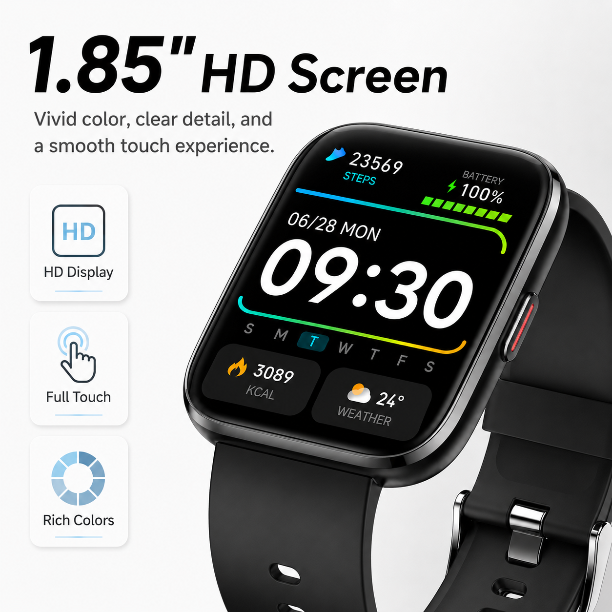 Btootos Smart Watch 1.96-inch HD Fitness Tracker, Black photo 2