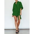 thumbnail image 3 of Liacowi Women Shorts Jumpsuit Solid Color Buttons Baggy 3/4 Sleeve Playsuit Summer Cual Rompers Clubwear Streetwear, 3 of 7