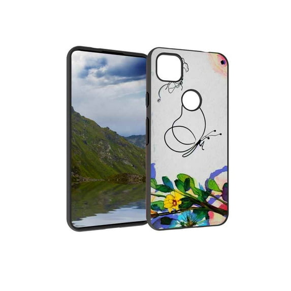 Compatible with Google Pixel 4A 4G Phone Case, Butterfly-Line-Art-76 Case Silicone Protective for Teen Girl Boy Case for Google Pixel 4A 4G